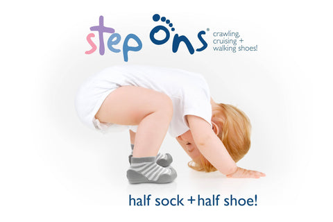 Image of Grey Step Ons Crawling, Cruising, Pre-Walker Baby Sock Shoe