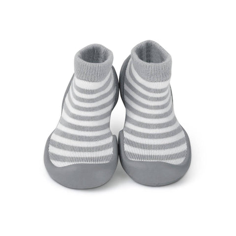 Image of Grey Step Ons Crawling, Cruising, Pre-Walker Baby Sock Shoe